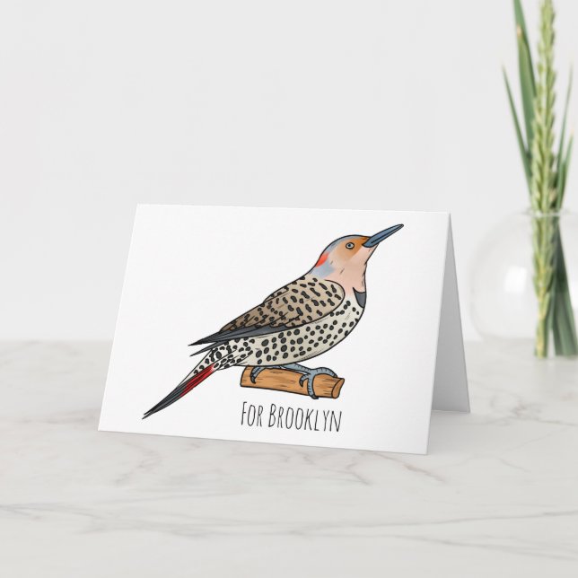 Northern flicker bird cartoon illustration card (Front)