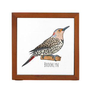 Northern flicker bird cartoon illustration  desk organizer