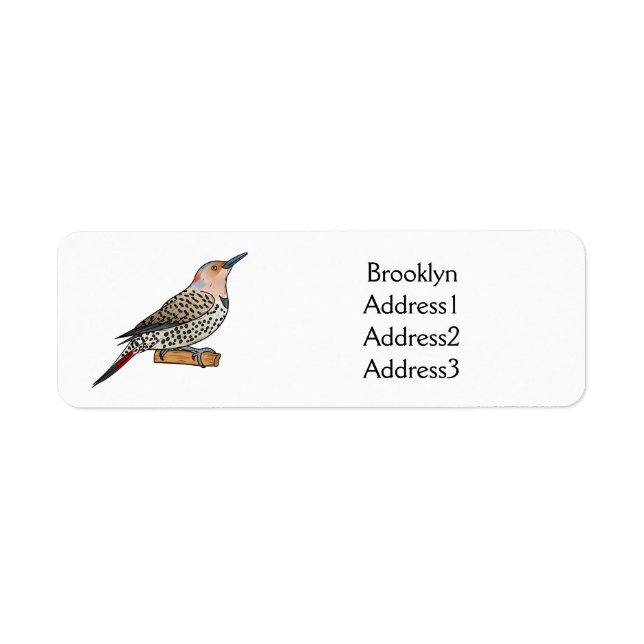 Northern flicker bird cartoon illustration label (Front)