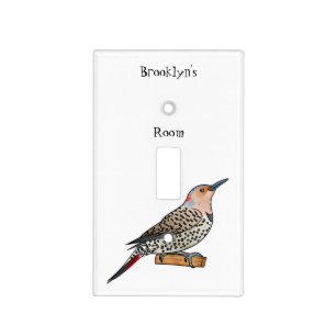 Northern flicker bird cartoon illustration light switch cover
