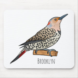 Northern flicker bird cartoon illustration mouse pad