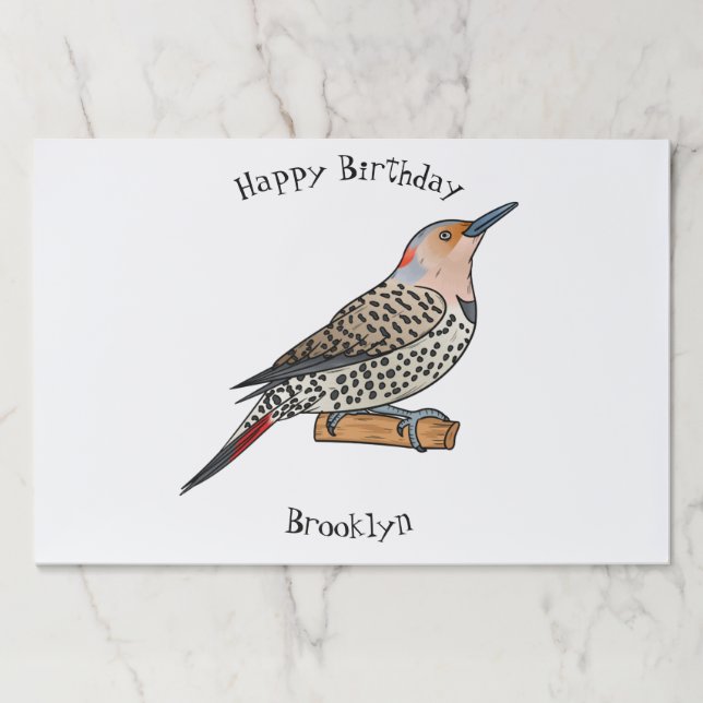 Northern flicker bird cartoon illustration paper pad (Front)
