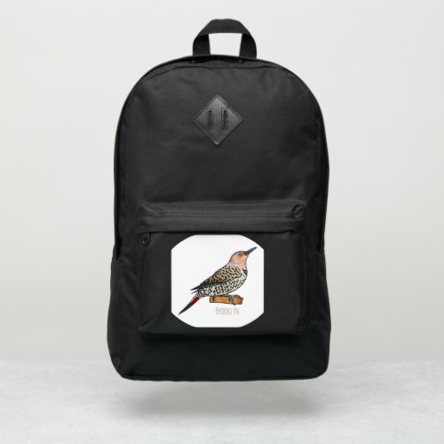 Northern flicker bird cartoon illustration port authority backpack