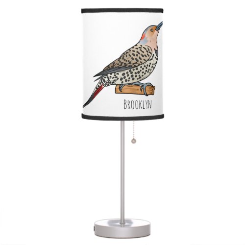 Northern flicker bird cartoon illustration   table lamp