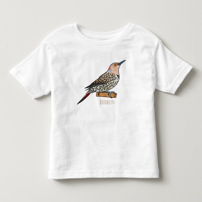 Northern flicker bird cartoon illustration  toddler t-shirt (Front)