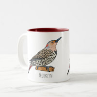 Northern flicker bird cartoon illustration 