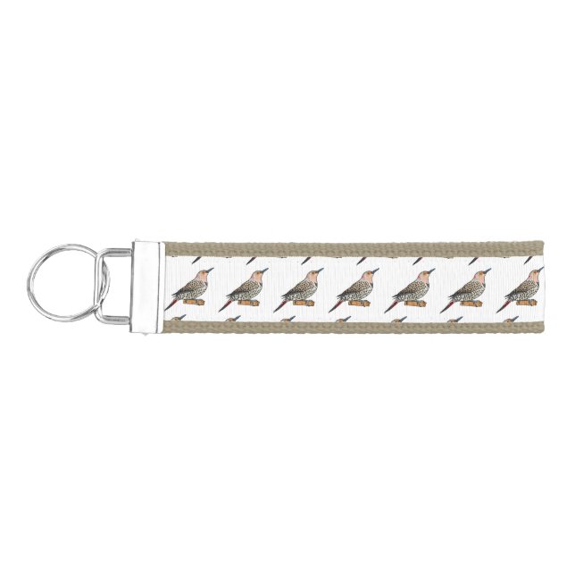 Northern flicker bird cartoon illustration   wrist keychain (Keys on Left)
