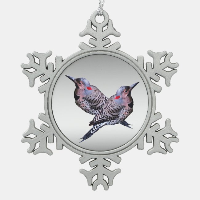 Northern Flicker Birds Pewter Snowflake Ornament