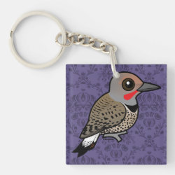 Northern Flicker (red-shafted) Square Keychain (double-sided)