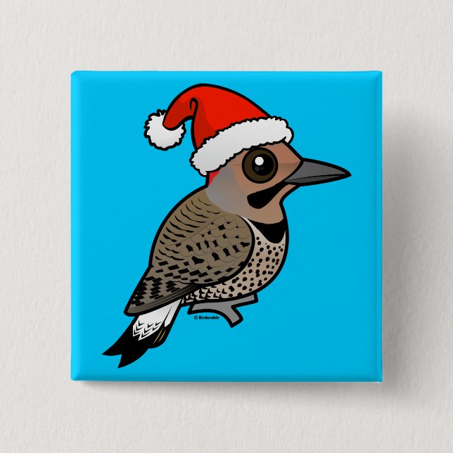 Northern Flicker Santa Claus (yellow shafted) Button (Front)