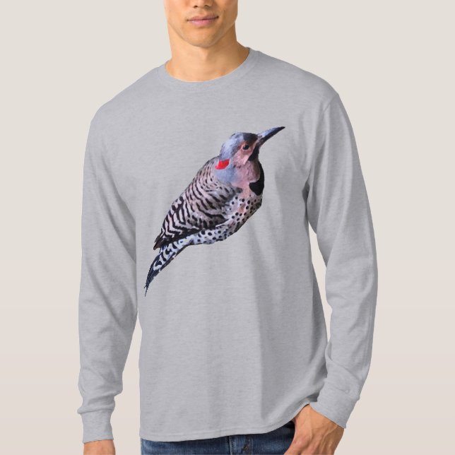 Northern Flicker Woodpecker Bird Long Sleeve Shirt (Front)