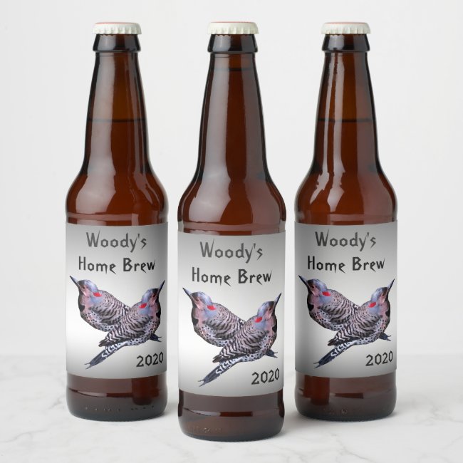 Northern Flicker Woodpecker Birds BeerLabel