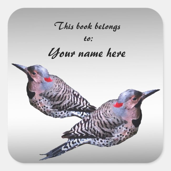 Northern Flicker Woodpecker Birds Bookplate