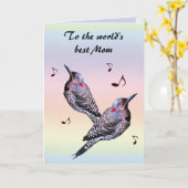 Northern Flicker Woodpecker Birds Mothers Day Card (Yellow Flower)