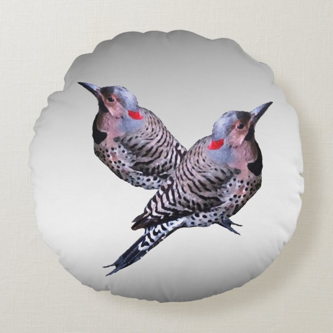 Northern Flicker Woodpecker Birds Round Pillow