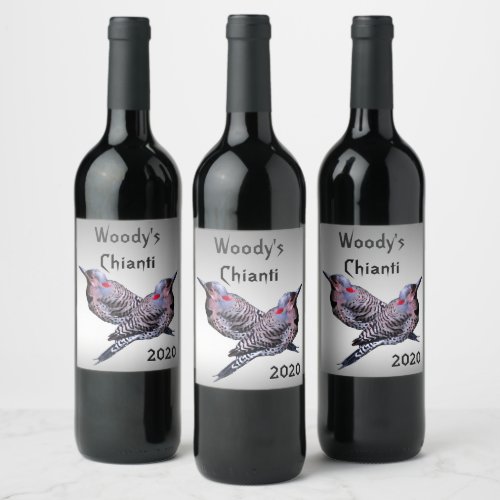 Northern Flicker Woodpecker Birds Wine Label