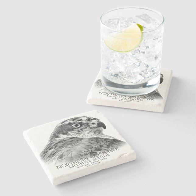 Northern Goshawk Stone Coaster (Side)