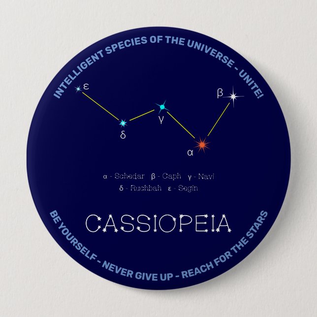 Northern Hemisphere Constellation Cassioipeia Button (Front)