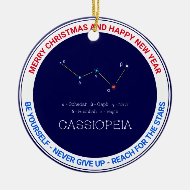 Northern Hemisphere Constellation Cassioipeia Ceramic Ornament (Front)
