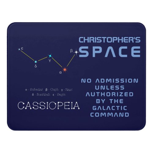 Northern Hemisphere Constellation Cassioipeia Door Sign