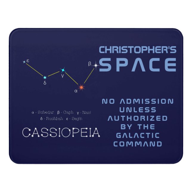 Northern Hemisphere Constellation Cassioipeia Door Sign (Contemporary Front)