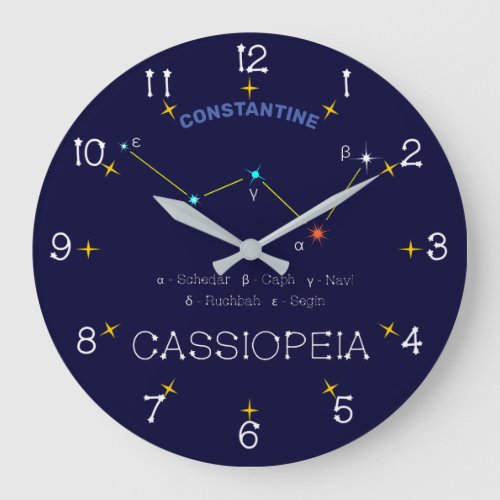 Northern Hemisphere Constellation Cassioipeia Large Clock
