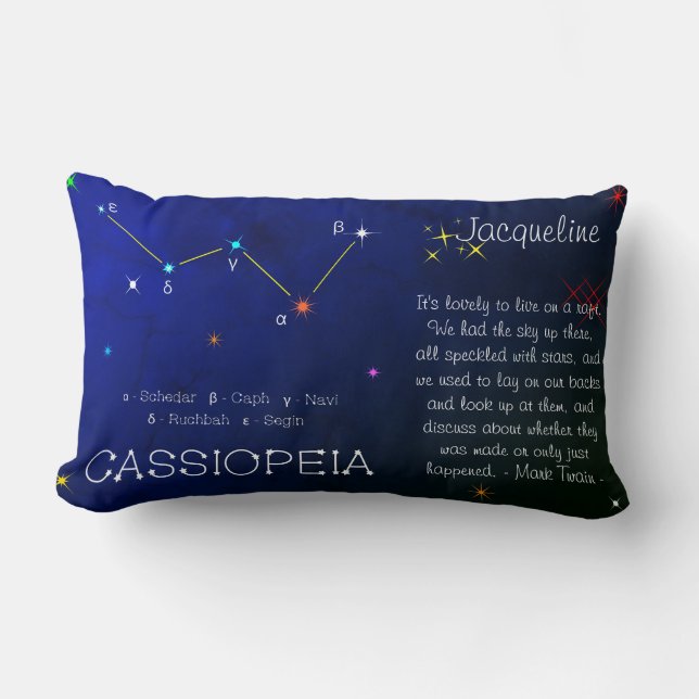 Northern Hemisphere Constellation Cassioipeia Lumbar Pillow (Front)