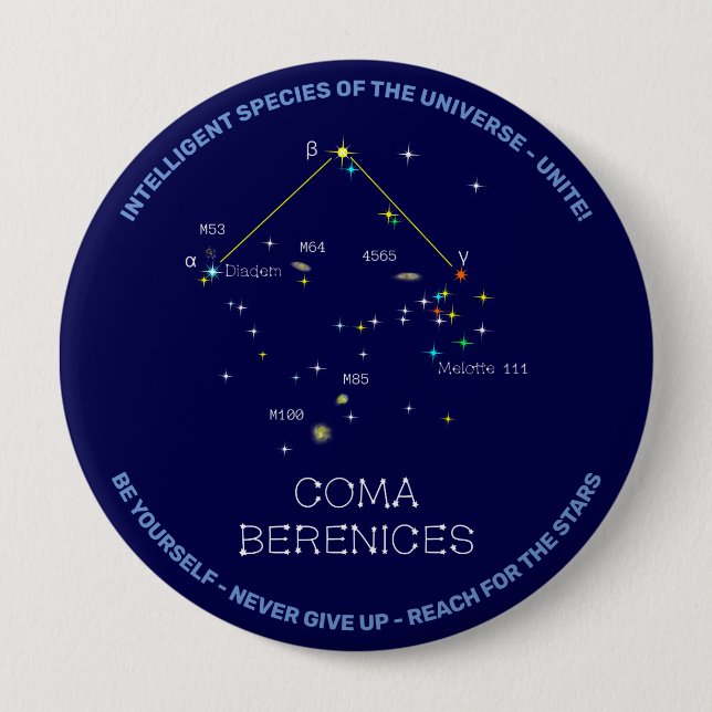 Northern Hemisphere Constellation Coma Berenices Button (Front)