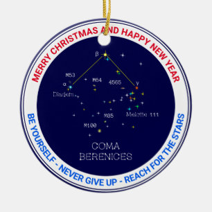 Northern Hemisphere Constellation Coma Berenices Ceramic Ornament