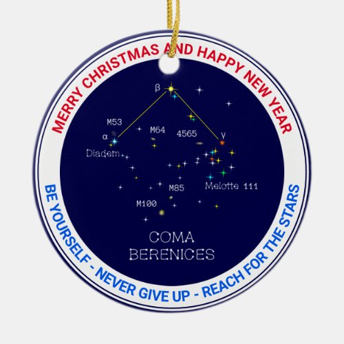 Northern Hemisphere Constellation Coma Berenices Ceramic Ornament