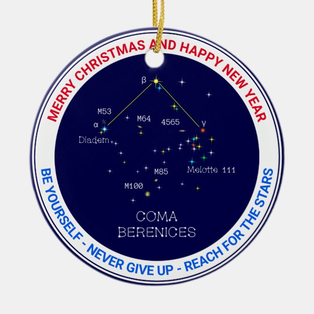 Northern Hemisphere Constellation Coma Berenices Ceramic Ornament (Front)