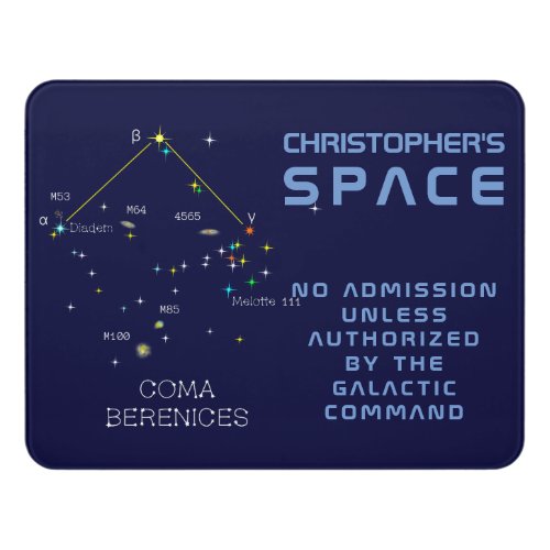 Northern Hemisphere Constellation Coma Berenices Door Sign