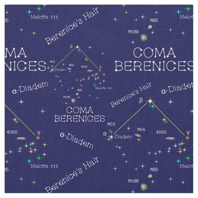 Northern Hemisphere Constellation Coma Berenices Fabric (Close Up)
