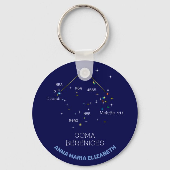 Northern Hemisphere Constellation Coma Berenices Keychain (Front)