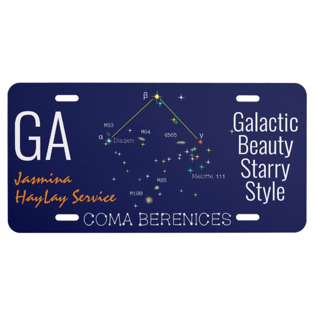 Northern Hemisphere Constellation Coma Berenices License Plate (Front)