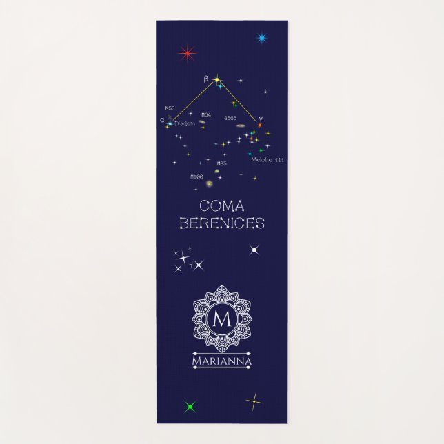 Northern Hemisphere Constellation Coma Berenices Yoga Mat (Front)