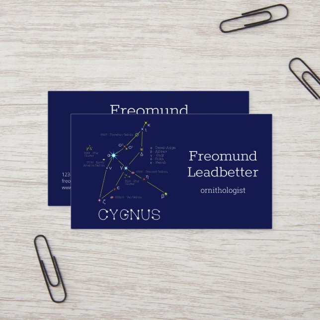 Northern Hemisphere Constellation Cygnus Business Card (Front/Back In Situ)