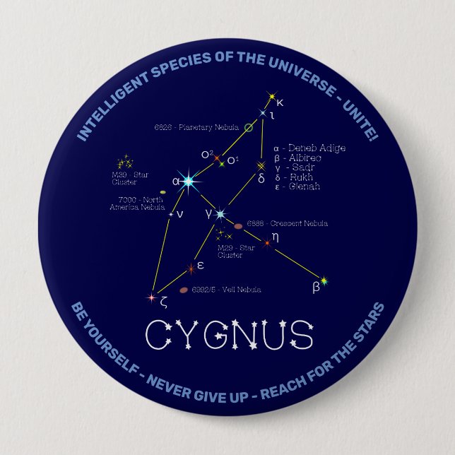 Northern Hemisphere Constellation Cygnus Button (Front)