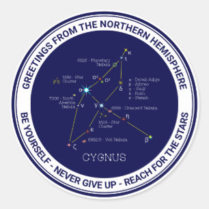 Northern Hemisphere Constellation Cygnus Classic Round Sticker