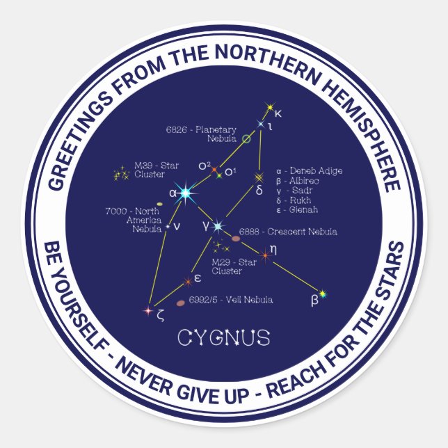 Northern Hemisphere Constellation Cygnus Classic Round Sticker (Front)