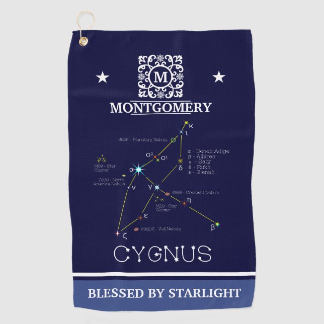 Northern Hemisphere Constellation Cygnus Golf Towel (Front)
