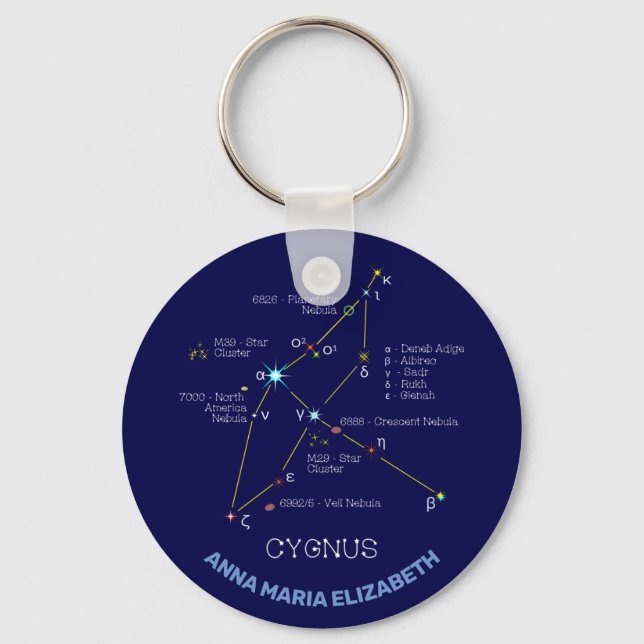 Northern Hemisphere Constellation Cygnus Keychain (Front)