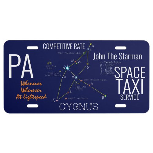 Northern Hemisphere Constellation Cygnus License Plate