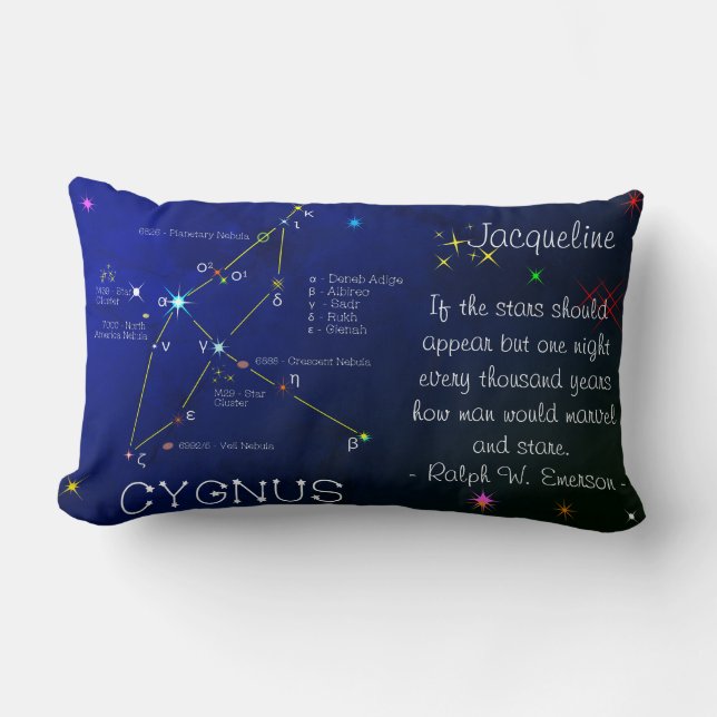 Northern Hemisphere Constellation Cygnus Lumbar Pillow (Front)
