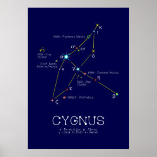 Northern Hemisphere Constellation Cygnus Poster