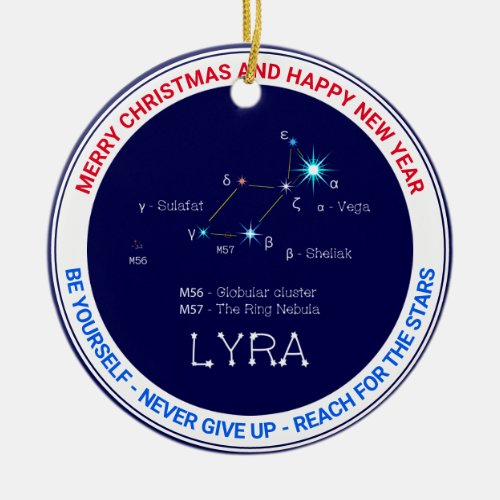 Northern Hemisphere Constellation Lyra Ceramic Ornament