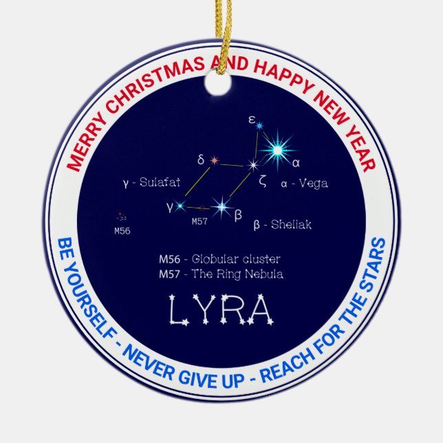 Northern Hemisphere Constellation Lyra Ceramic Ornament (Front)