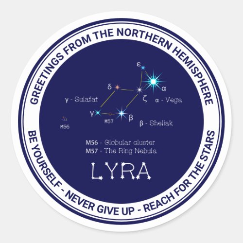 Northern Hemisphere Constellation Lyra Classic Round Sticker