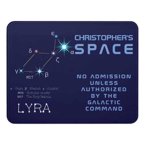 Northern Hemisphere Constellation Lyra Door Sign