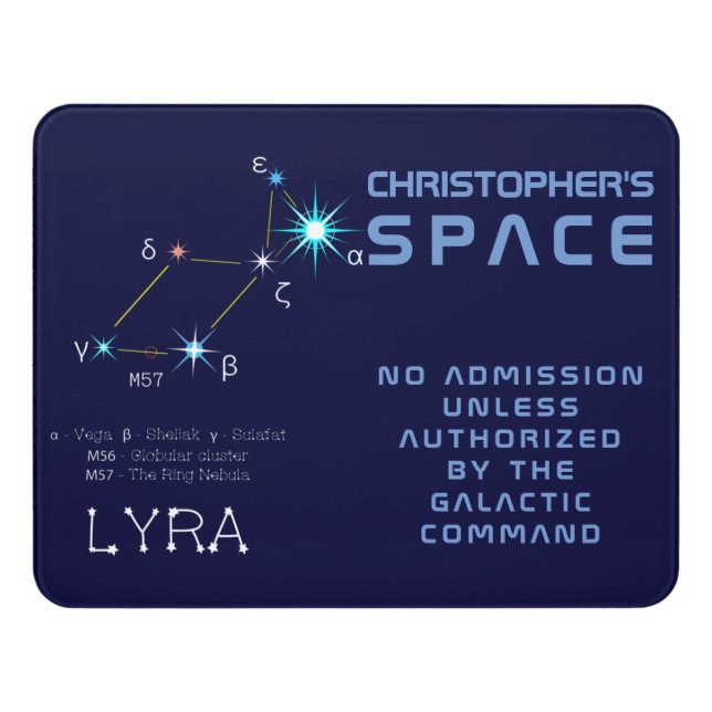 Northern Hemisphere Constellation Lyra Door Sign (Contemporary Front)